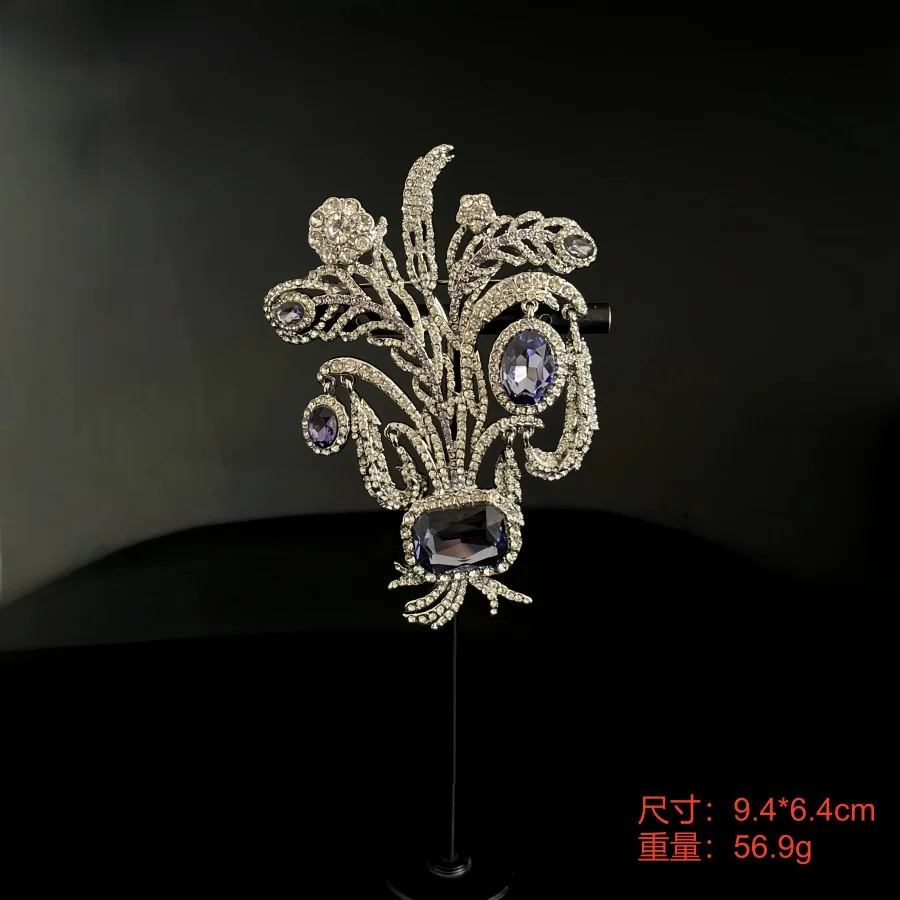 Delicate Full Zircon Inlaid Branches and Leaves Brooch Court Atmosphere Corsage Pin for Women