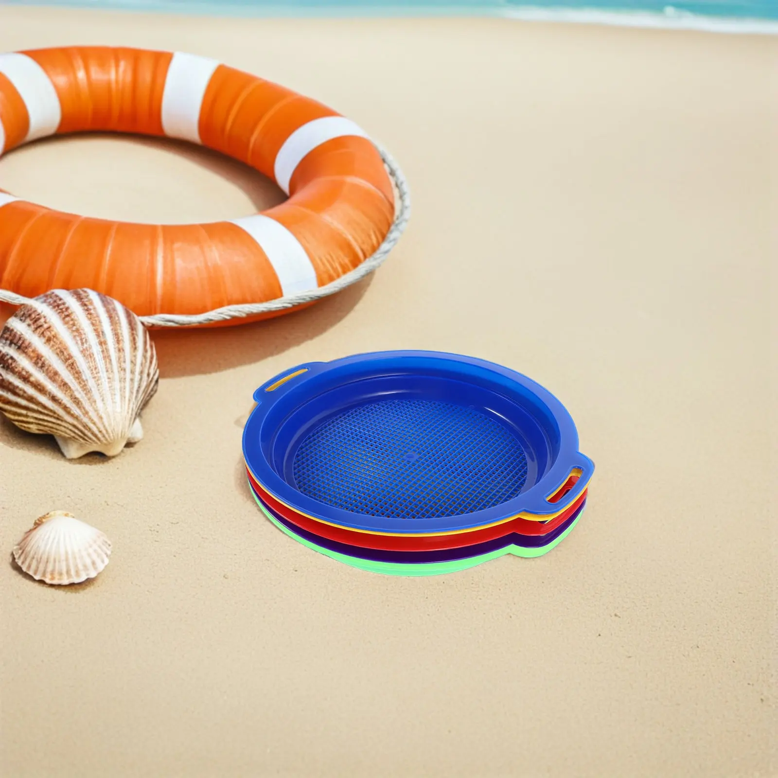 5Pcs Beach Sand Sifter Set Colorful Mesh Sieves for Kids Sandbox Backyard Pool Sea Shell Rock Sifter Outdoor Fun