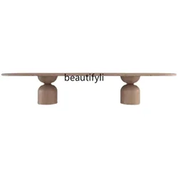 Nordic Modern  Solid Wood Dining Table Mild Luxury Retro Personalized round Table Designer Creative Office Long Table Workbench