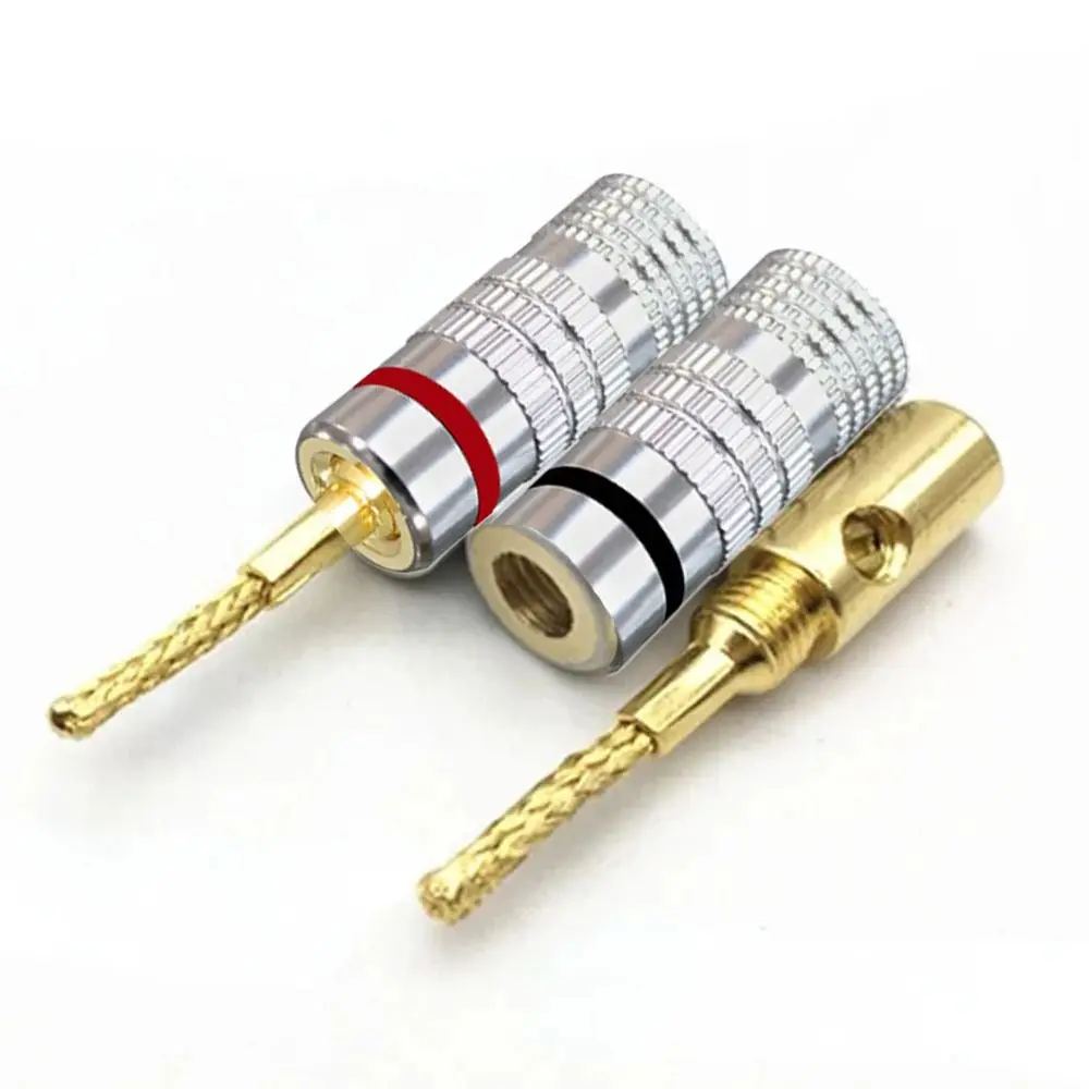 24K Musical Sound Banana Plug Gold Plated Pin Screw Type Speaker Wire Cable Connectors with Screw Lock Speakers Amplifier