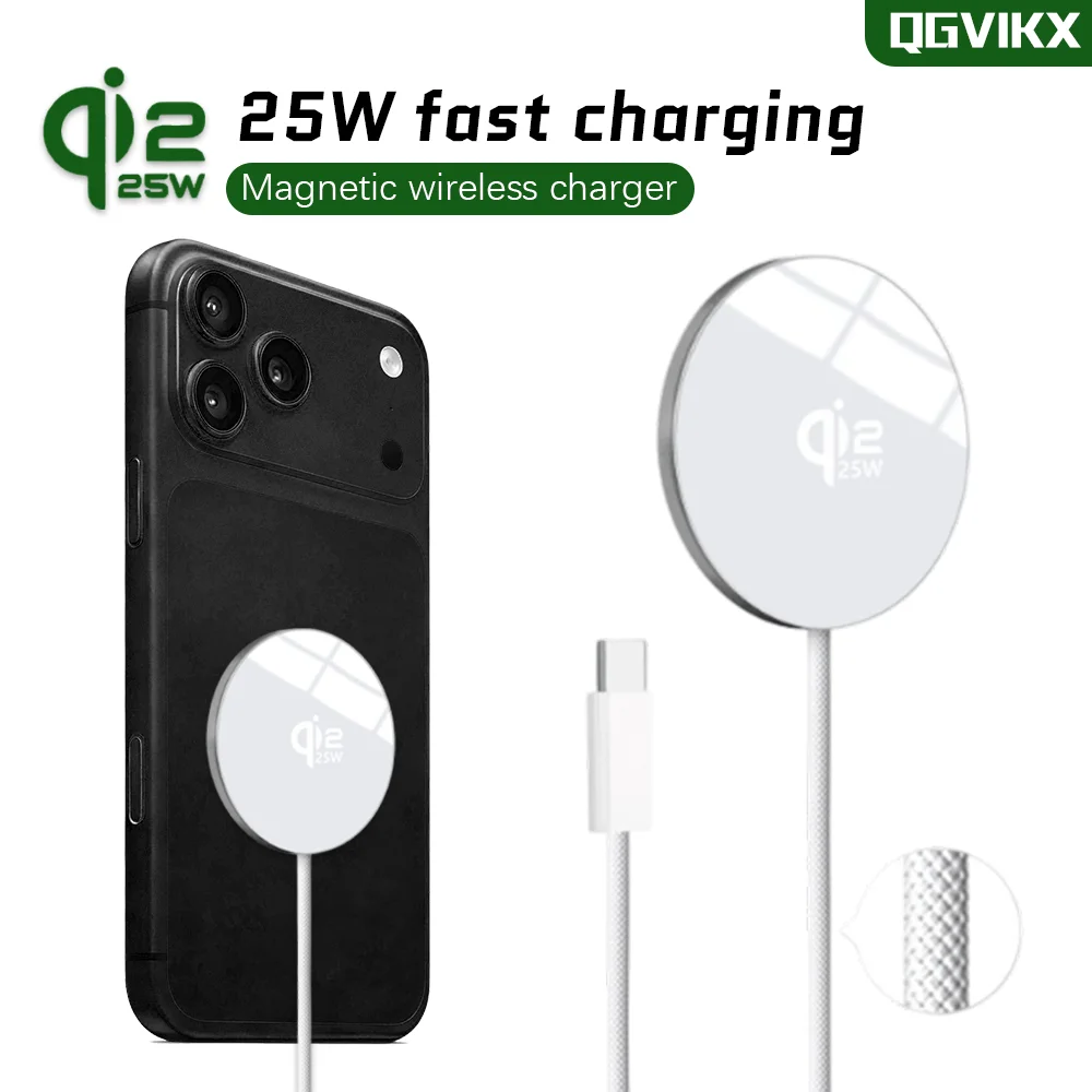 

Беспроводное зарядное устройство Qi2.2 25W с кабелем Type-C, станция быстрой зарядки для iPhone 17 16 Pro Max