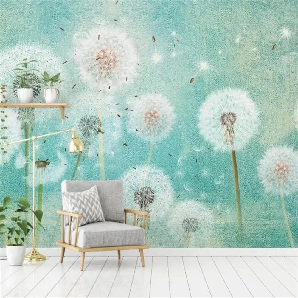 Custom 3D Wallpapers Murals Pastoral Dandelion Flower wallpaper for Children Room Bedroom home decorations Photo Wall Mural