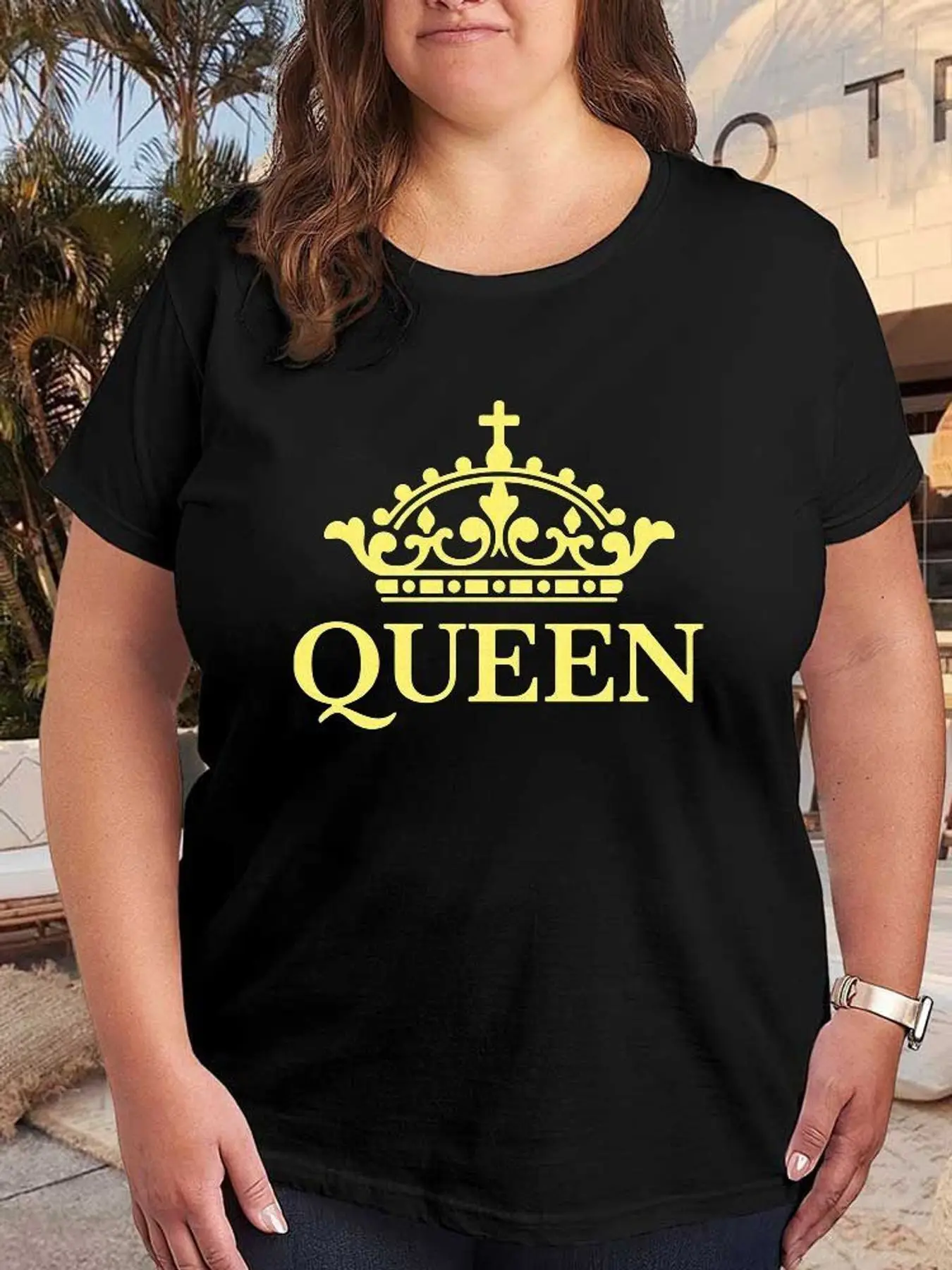Queen Crown Graphic T Shirt Women Fashion Casual Stretchy Plus Size Short Sleeve Summer Soft Tee Cotton Loose Fit Tops