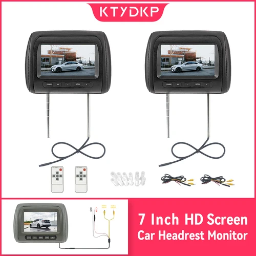 KTYDKP Monitor de reposacabezas de coche Universal 7 pulgadas TFT pantalla LED almohada entrada AV