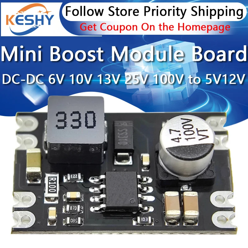 Mini Boost Module Step Up Board DC-DC 6V 10V 13V 25V 100V to 5V12V step-down power module Diy Electronic Voltage Module