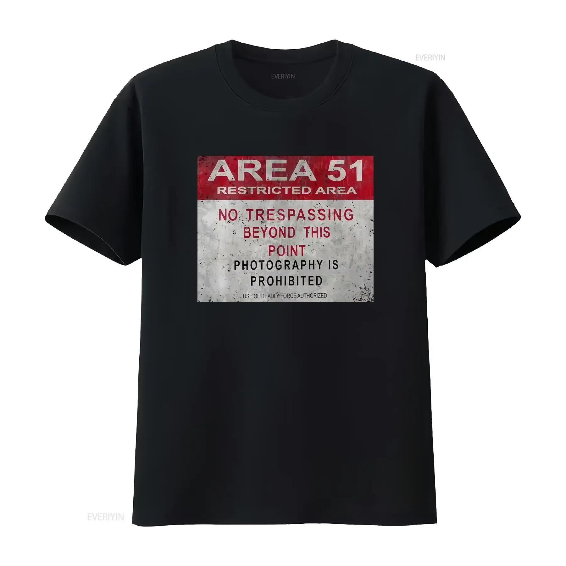 Area 51 Vintage Logo Aign Men's T Shirt Warning Ufo TR3B Adamski Aecret Alien Base Haunebu Flying Saucer Rosevelt Soft vintage