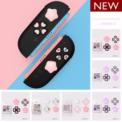 Cute Silicone Soft D-Pad Button Cap Set For Nintendo Switch 2 Joy-con Thumb Sticks Grip Cover w/ ABXY Buttons Stickers