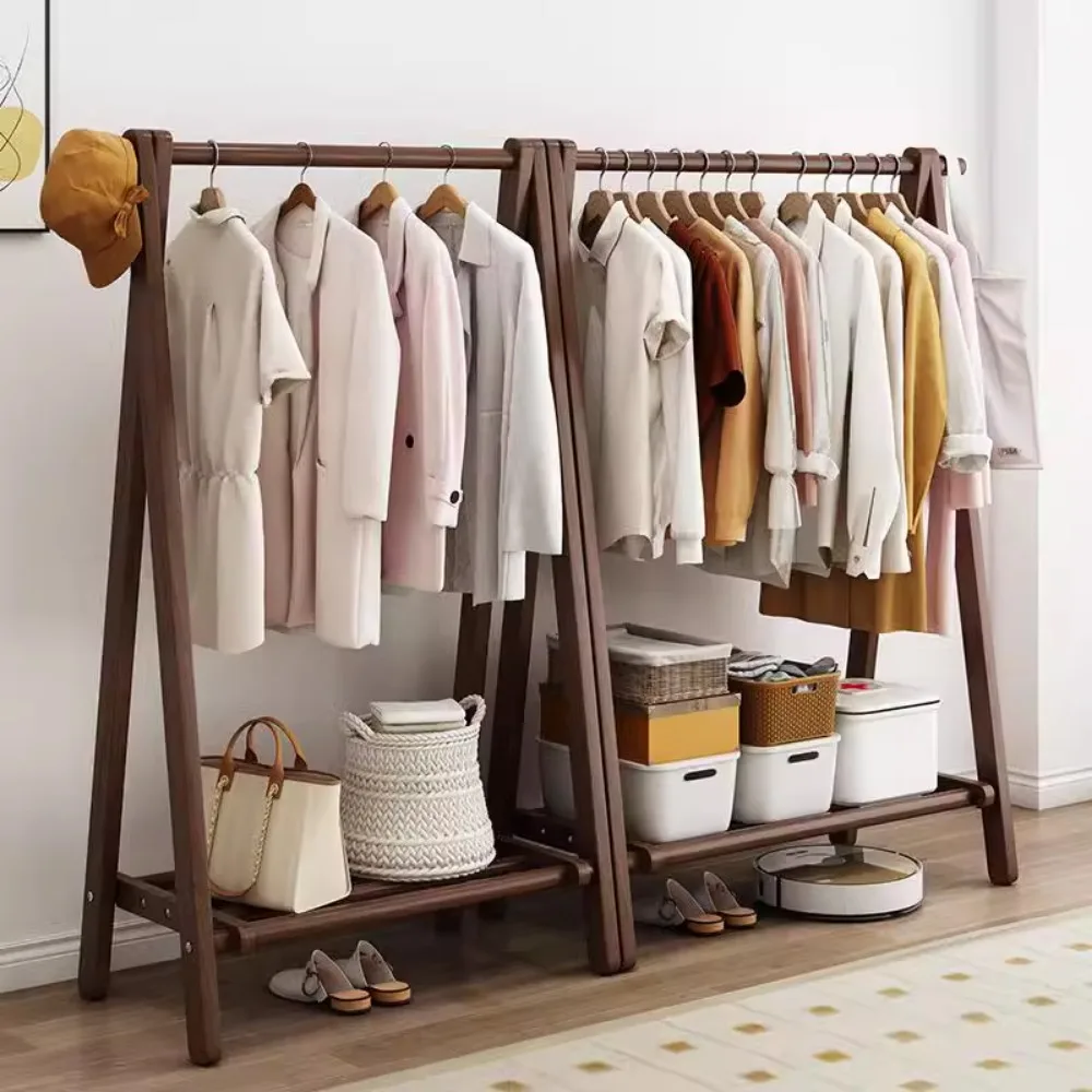 

**/Aesthetic Drying Clothes Rack Wood Minimalist Design Organizer Clothes Rack Stand Floor Modern Porte Manteaux Home Decoration