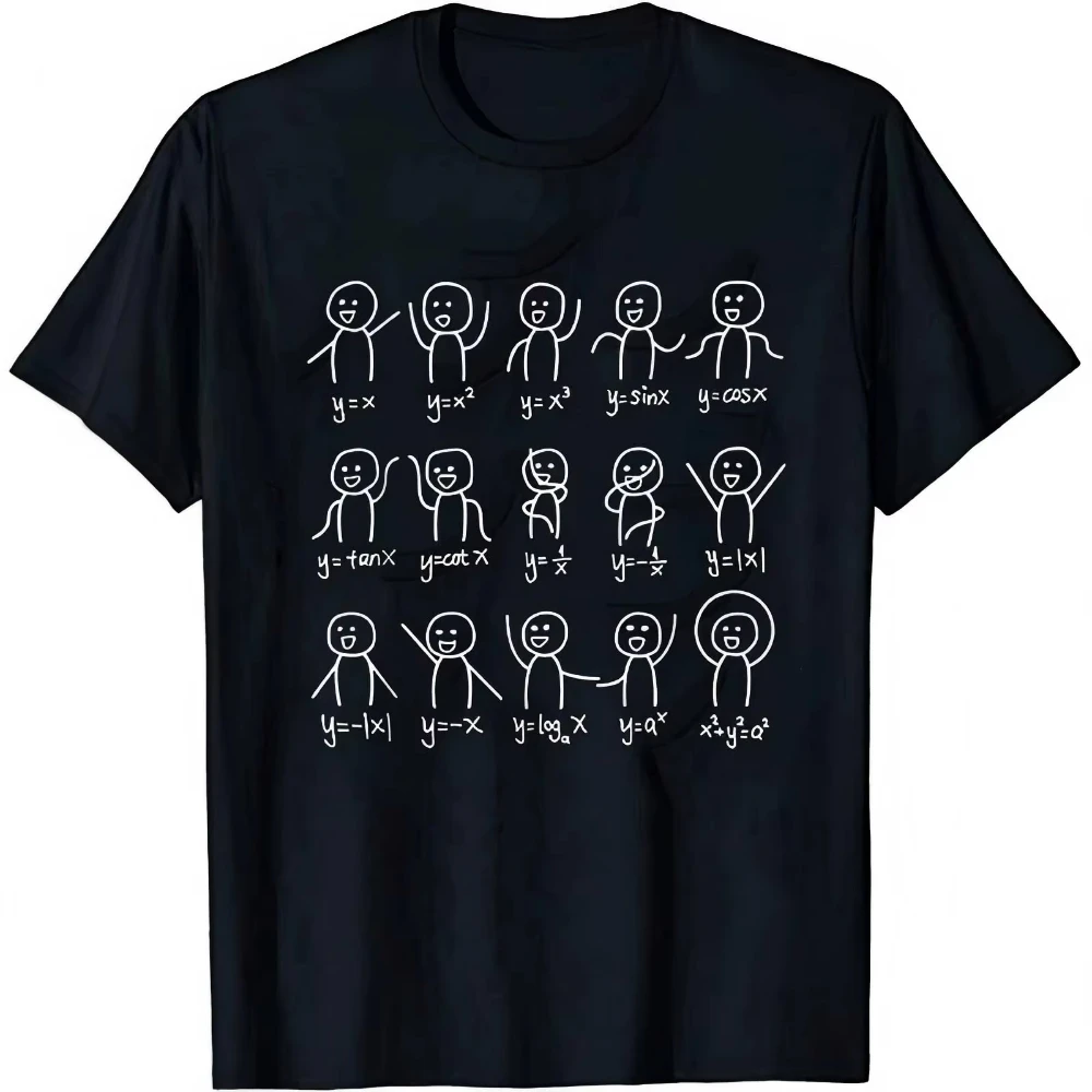 Teacher T Shirt Men Women Math Equation Cartoon Graphic Top School Casual Outfit Gift for Math Lovers Fashion Back To School Tee