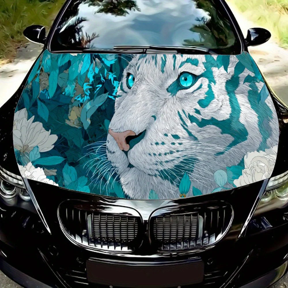 

Цветок - украшенная тигром наклейка на капот двигателя автомобиля, художественная наклейка на авто, наружное виниловое украшение автомобиля, подарок для любителей автомобилей, уникальный