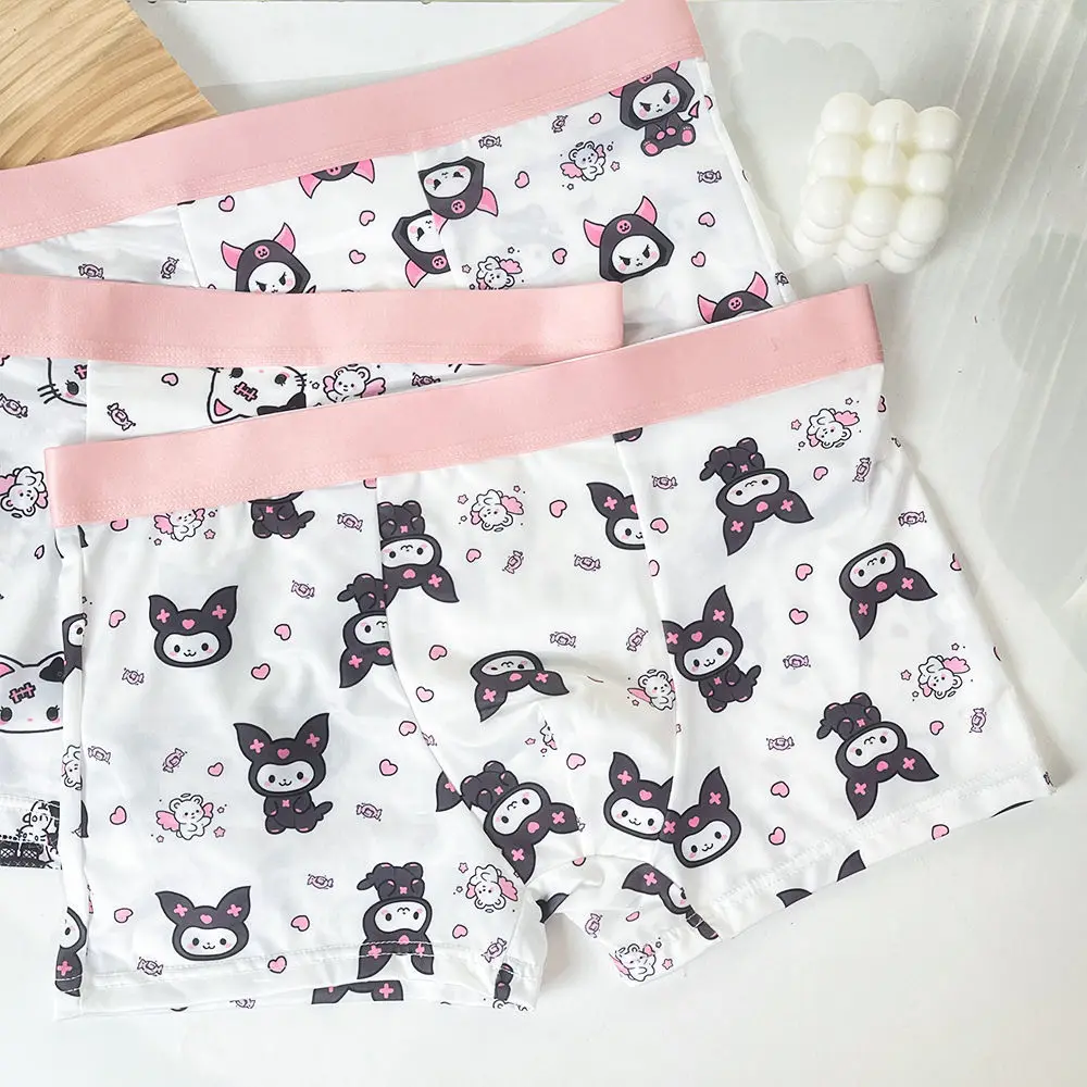 Pink Kuromi Underwear Ice Silk Cute Breathable Cartoon Boxer Clothes Comfortable Soft Couple Set Shorts Boyfriend Festival Gift