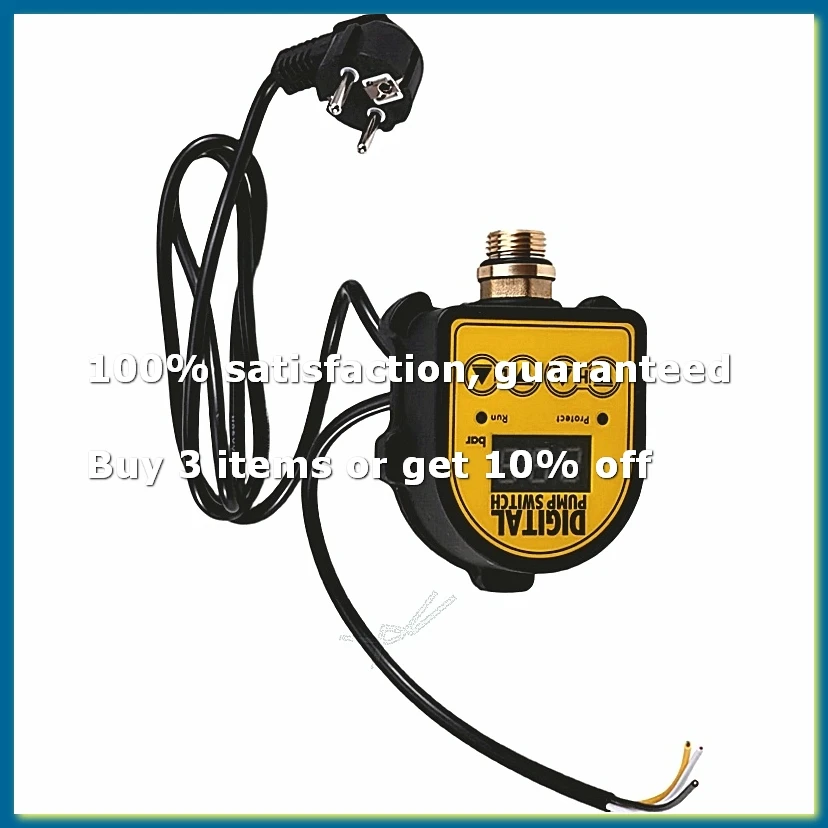 Pressure Controller Switch 0-10Bar 1/2in Interface Water Oil Compressor 220V Digital Automatic Water Pump on/OFF EU Plug-A56M
