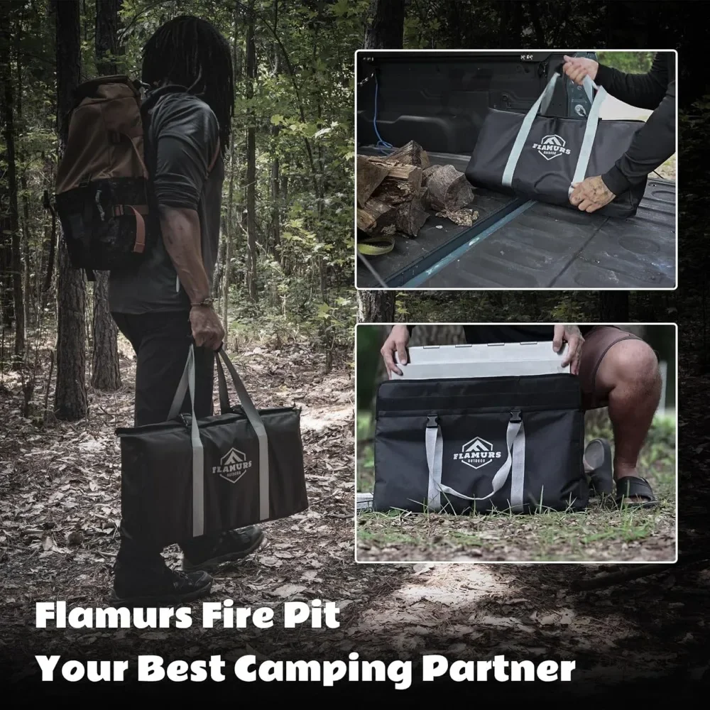 Portable 20-Inch Stainless Steel Outdoor Fire Pit with Grill and Removable Ash Pan