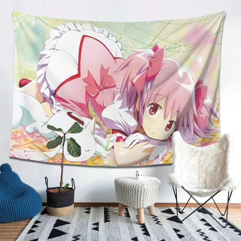 Vikama Puella Magi Madoka Magica Madoka Kaname Tapestry Cute Magical Girl Anime For Bedroom Dorm Live Stream Backdrop Decor