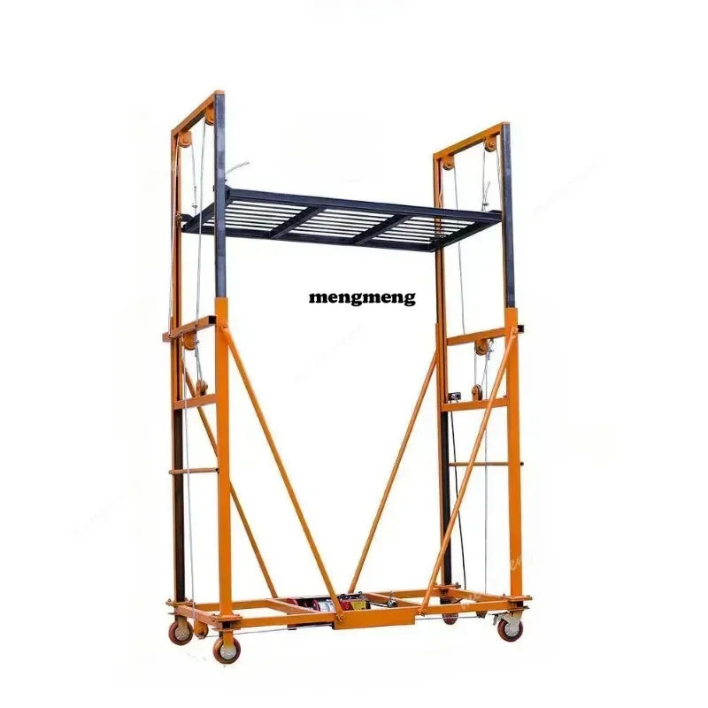 Mobile folding remote control lifting platform for electric scaffold indoor and outdoor decoration artifact