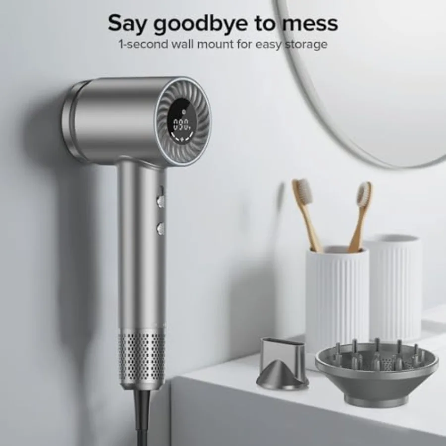 مجفف الشعر 150000 دورة في الدقيقة محرك بدون فرشاة مع الأيونات السالبة 500 متر سريع الجفاف وخفيف الوزن تصميم ThermoControl فوهة مغناطيسية منتشرة #5