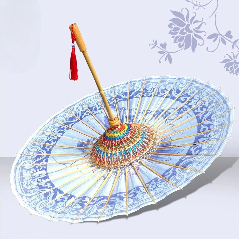 

Blue and white oil-paper umbrella classical rainproof sunscreen practical props umbrella waterproof