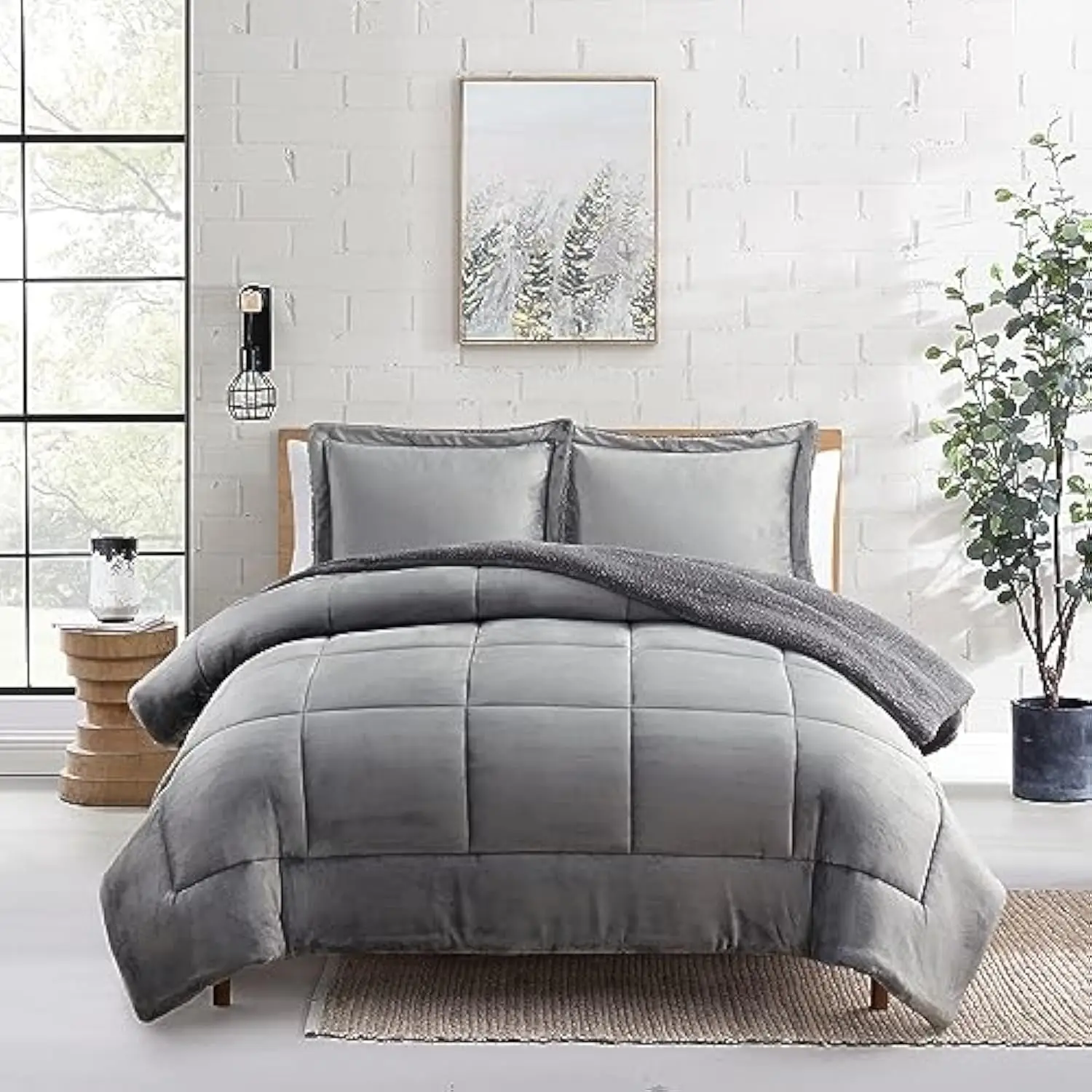

King 3 Piece Sherpa Comforter Set - Plush Bedding Ensemble with Soft Sherpa Texture and Coordinated Shams for Supreme Bedroom