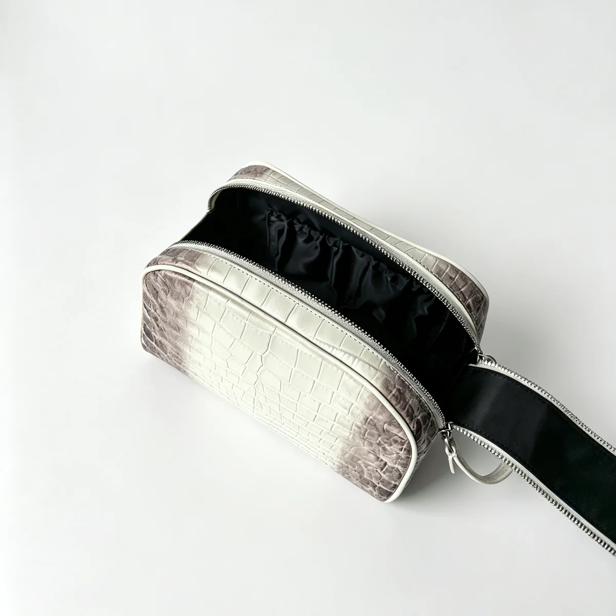 Echtleder-Kosmetiktasche mit Krokodil-Textur, Reise-Kosmetikbeutel, große Kapazität, Unisex-Organizer, mehrere Farben zur Auswahl. – Detail 13