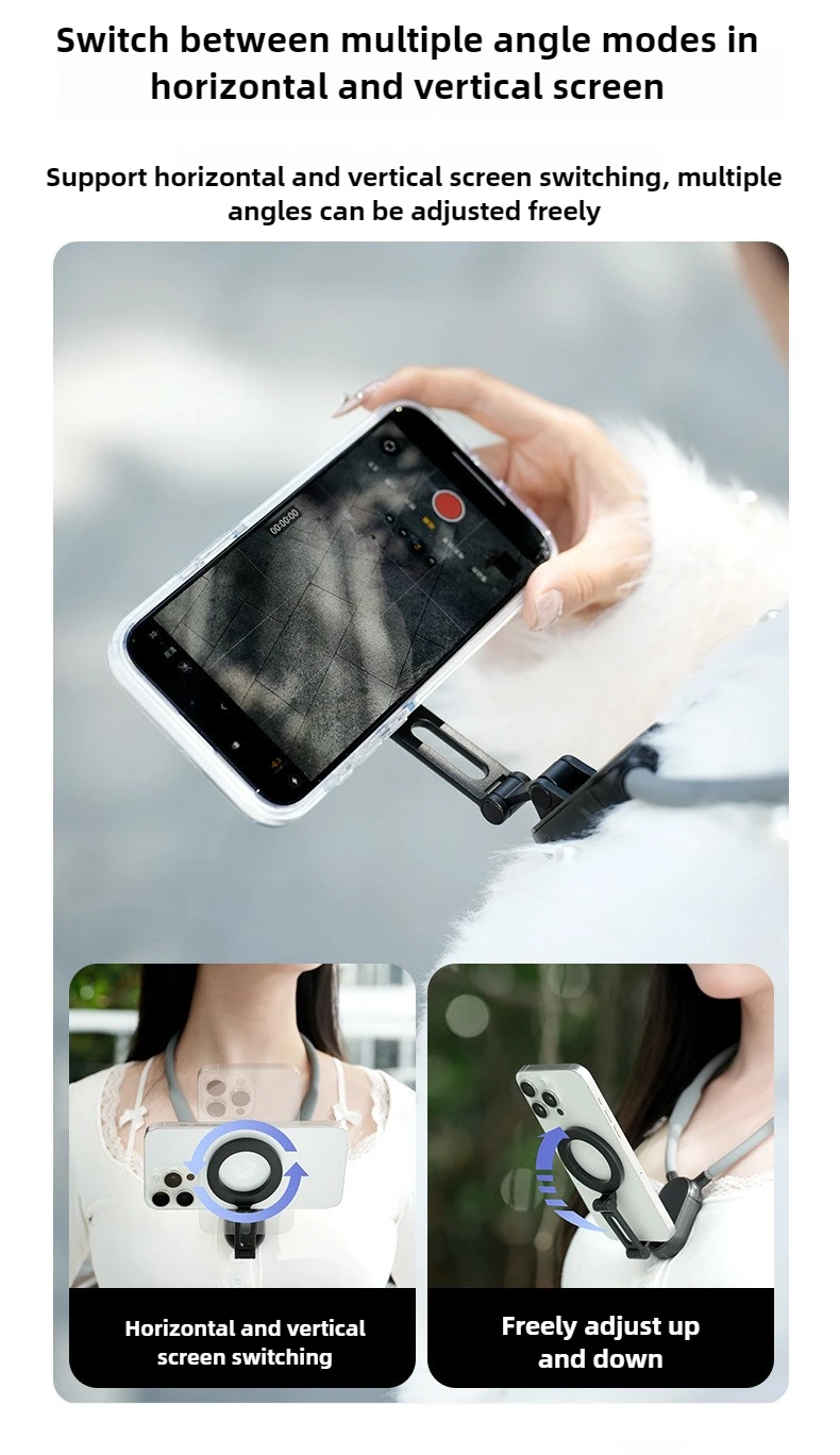 

Зажим для телефона с креплением на шею в прямом эфире 360° ° Поворотный держатель телефона POV для iPhone 16 15, SAMSUNG HUAWEI XIAOMI, прямая трансляция телефона