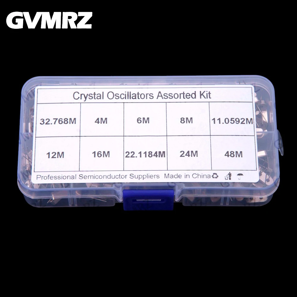 200PCS 10Values ​​HC-49S Passive Crystal Oscillator Kit 32.768kHz 4MHz  8mhz 16mhz 24mhz 12MHz