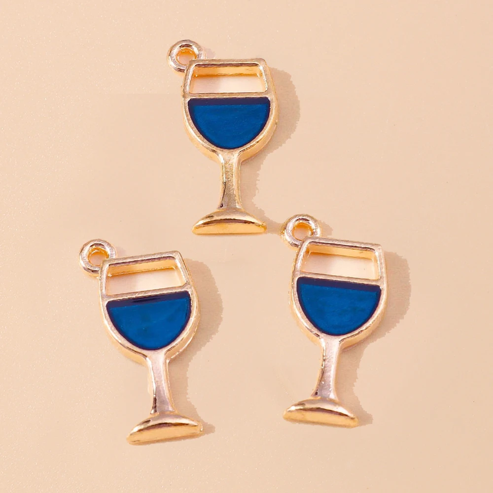Leslie 10 Stück/Set Emaille Bier-Wein-Glas Kaffee-Anhänger für Halsketten, Ohrringe, Niedliche Charms, Schmuckherstellungszubehör – Detail 5