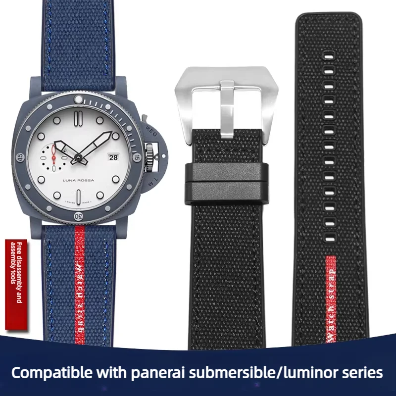 For Panerai SUBMERSIBLE band Luna Rossa PAM1466 PAM1391 PAM1565 Bracelet Rubber watch strap 22mm 24mm 26mm Men's Watch Band
