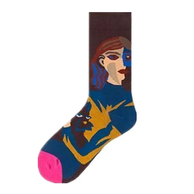 جوارب أنبوبية عالية الخصر للأزواج ، جوارب نسائية ، طراز جامعي عتيق ، اتجاه ألوان إبداعي ، شخصية ، الخريف والشتاء