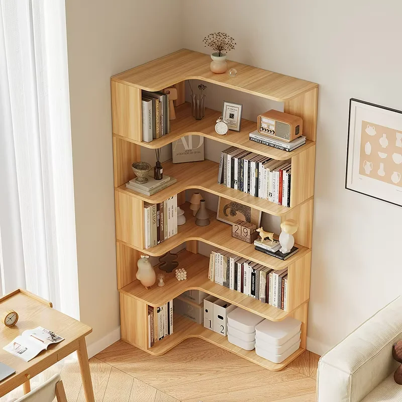 

Solid Wood Corner Bookshelf For Children Floor-to-Ceiling Multi-Layer Storage Shelves For Living Room Combined Storage Bookcase