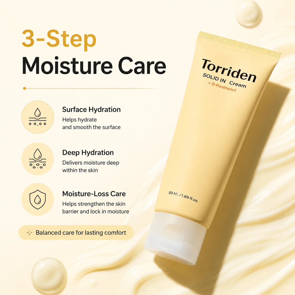 Torriden SOLID IN Cream Deep Moisture Boost Facial Cream Intense Hydration Strengthen Skin Barrier Soothing Gentle Care Prevent