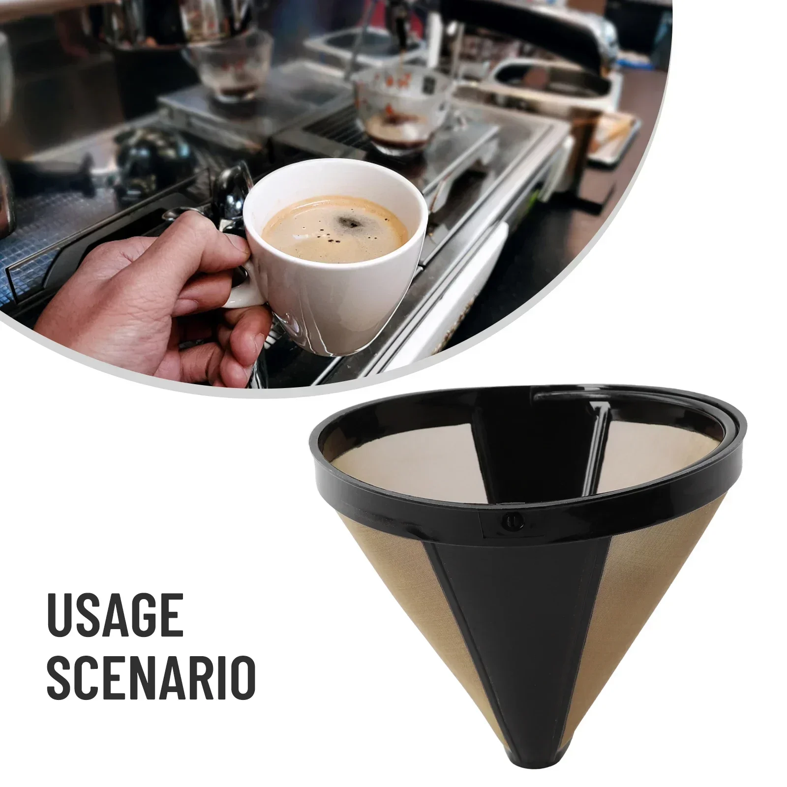 Conical Coffee Filter Coffee Filter Mesh Basket StainlessSteel Reusable Strainer Basket Permeability Coffee Maker Kitchen Supply