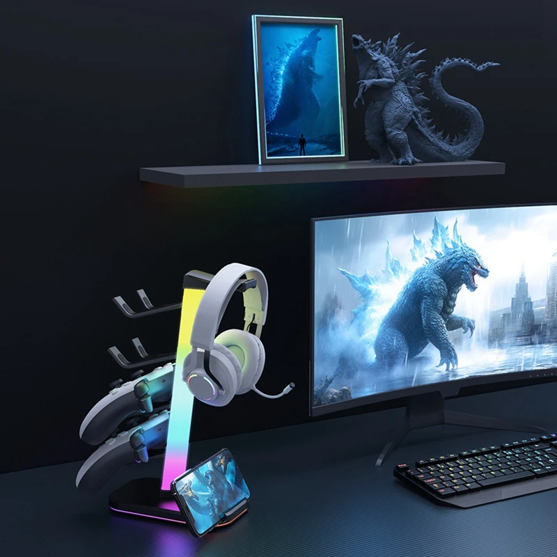 

3 in 1 Earphone and Controller Stand Gaming Controller Headset Holder for Switch/Headphones/Controller Storage-A74P