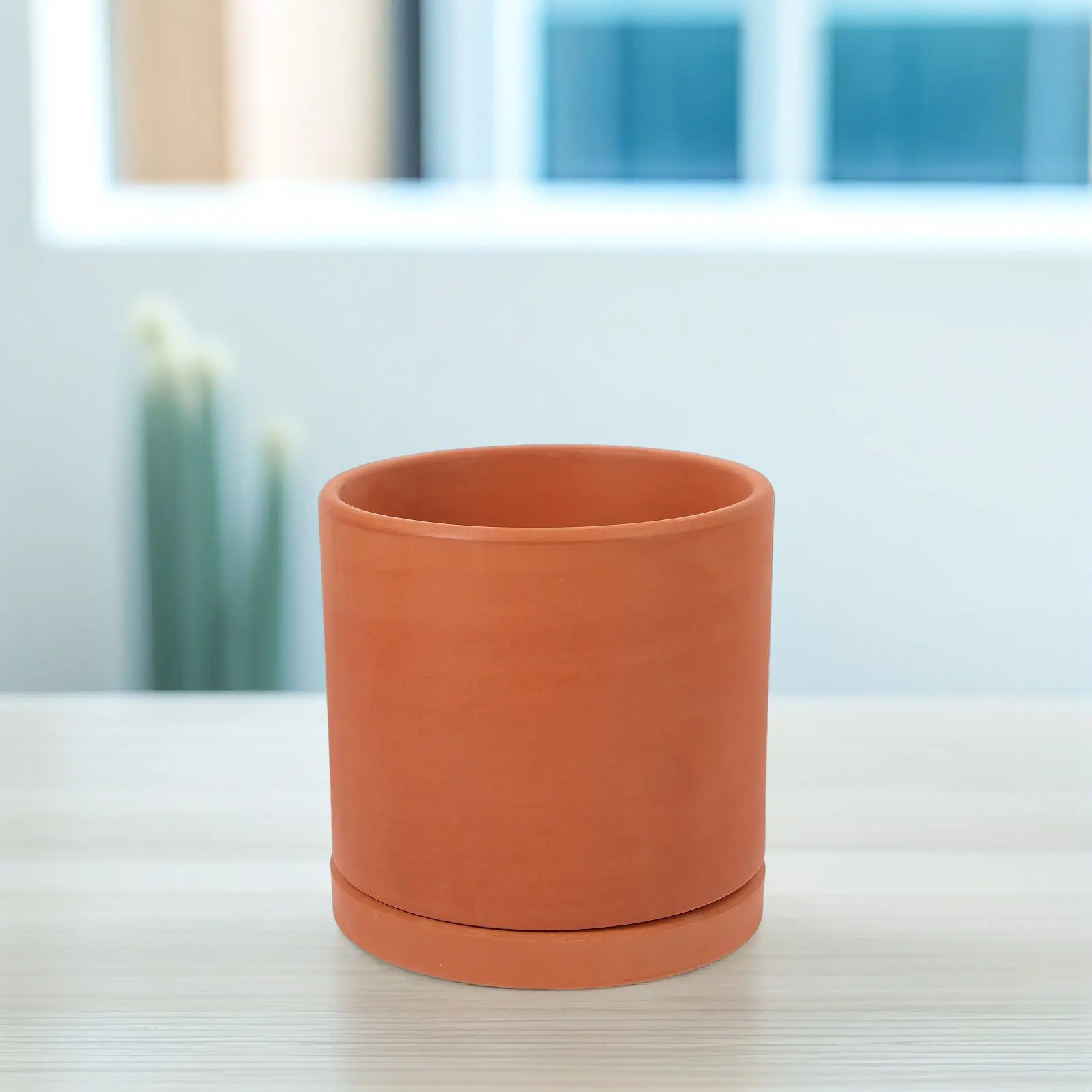 Red Terracotta Flower Pot Cylindrical Design Breathable Waterpermeable Succulent Plants Indoor Outdoor Decor Terracotta Pots
