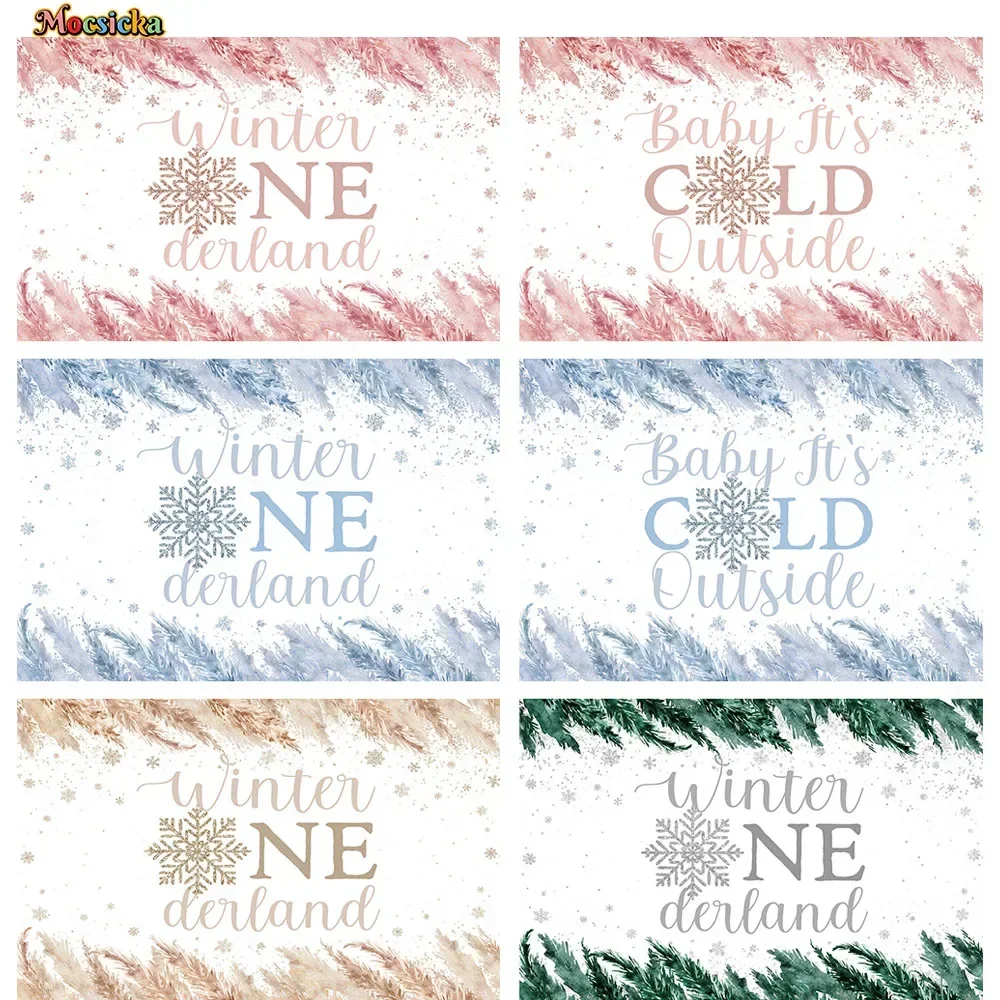 

Winter Onederland Baby Shower Backdrop Christmas Tree Snowflake Decoration Glitter Background Boys Girls 1st Birthday Photobooth