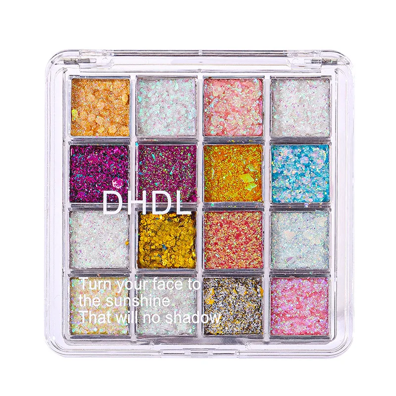 16 colori Sirena Ji Paillettes Ombretto Colla Prestazioni libere Trucco scenico Gel Palette di ombretti con paillettes colorate