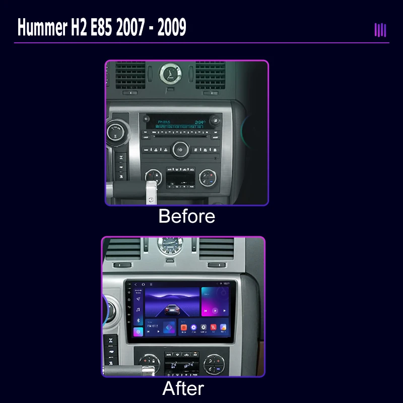 roadivox Android Car Radio for Hummer H2 E85 2007 - 2009 GPS Navigation Video Stereo Screen Multimedia Player Recorder Carplay