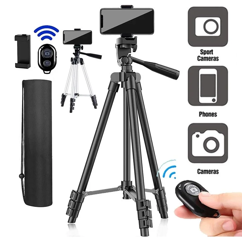 Trépied extensible universel avec support pour téléphone à distance Bluetooth, trépied léger pour photographie en direct pour appareil photo de sport DSLR