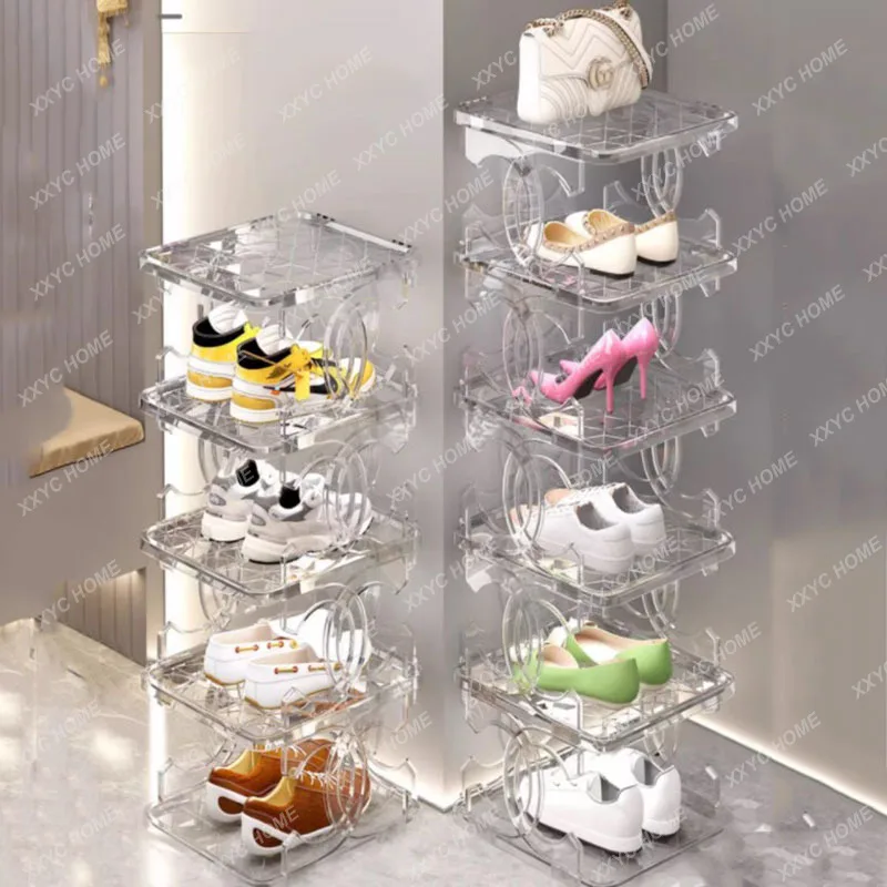 

Entrance Simple Shoe Cabinet Small Narrow Transparent Storage Shoe Cabinet Narrow Vertical Organizador De Zapato Furniture