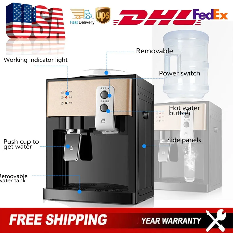 

Диспенсер для воды с 3-температурным контролем и резервуаром емкостью 1,2–5 галлонов, нержавеющая сталь, верхняя загрузка, быстрая горячая/холодная/теплая вода, вилка стандарта США