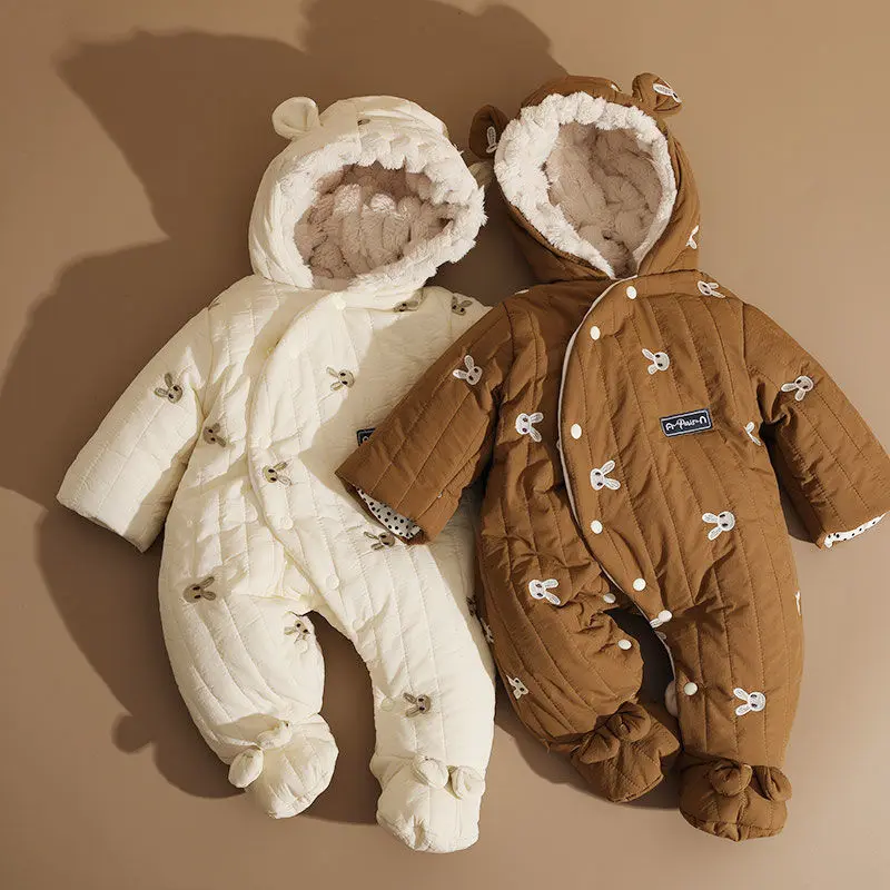 Baby's New Year Clothes, Winter Style, Festive and Velvet Wrapped Baby Clothes, Cotton Padded Jumpsuit, Thickened