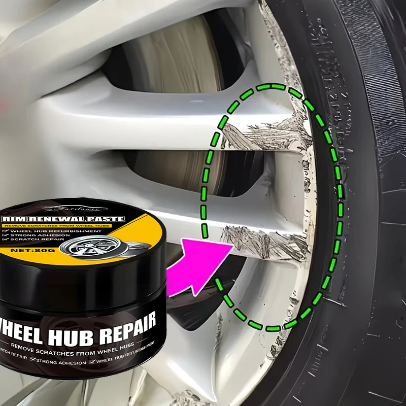 Car Wheel Scratch Repair Kit, Rim Polishing Cream and Wheel Restorer for Scratches, Fading, Abrasion