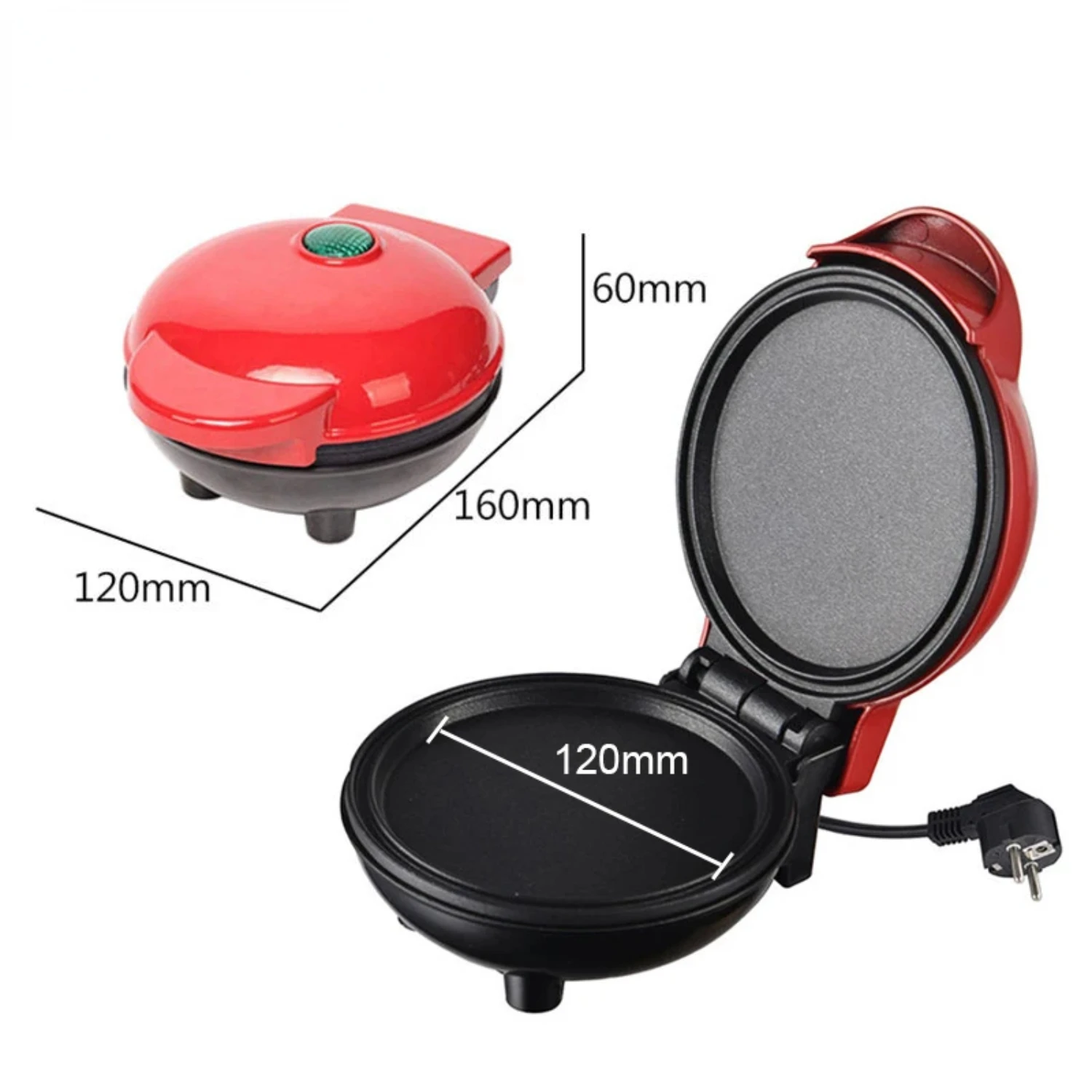 NEW Double-Side Heating Compact Mini Non-Stick Waffle Maker - Sandwich Pancake Baking Machine for Breakfast and Barbecue Oven To