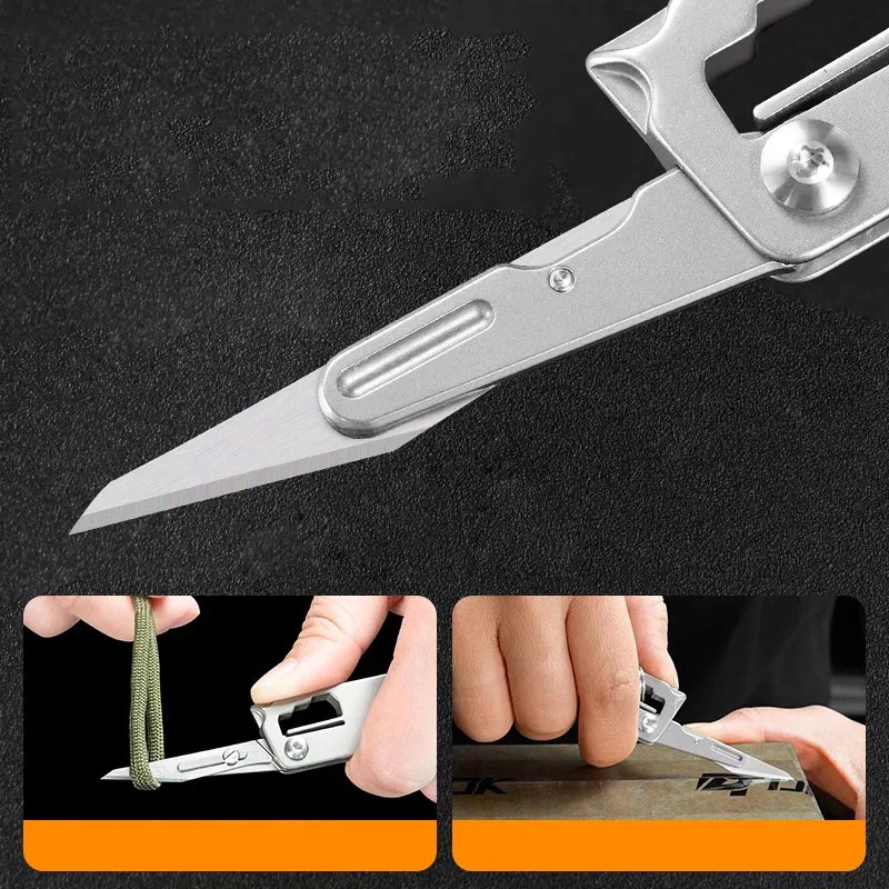 8 IN 1 Titanium Alloy Linggis Bedah Pisau Pembuka Botol Skala Lulus Kunci Segi Enam EDC Outdoor Multifungsi Alat Berkemah