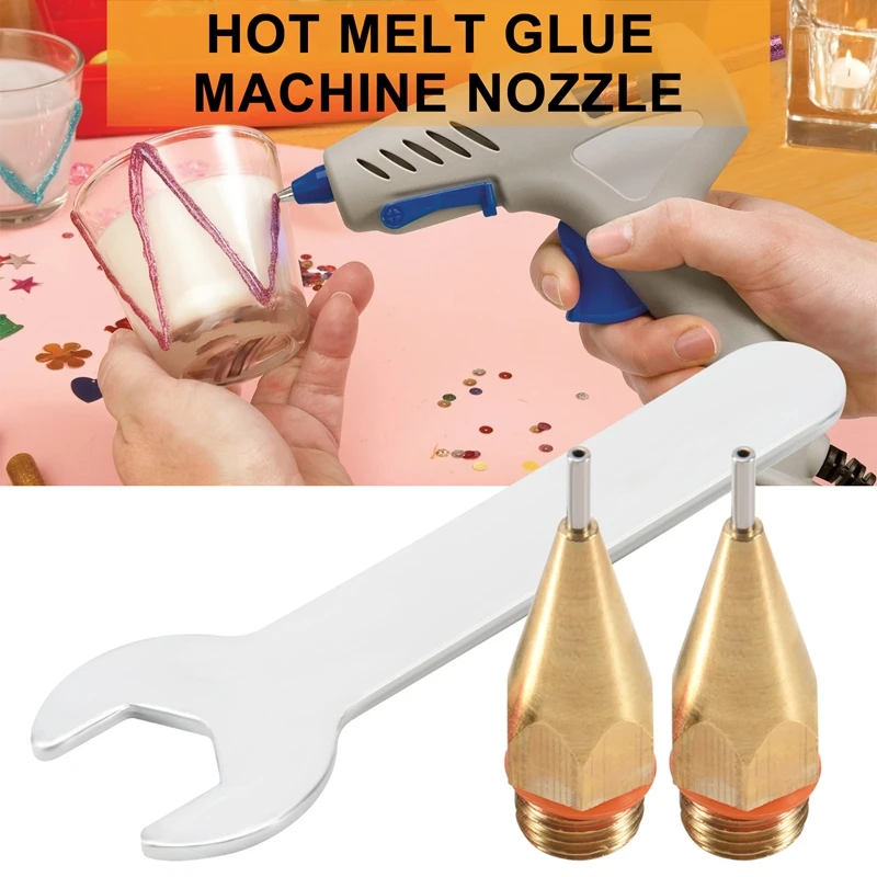 2Pcs 1Mm Aperture Diameter Hot Melt Glue Nozzle 1.0X40mm Copper Nozzle With Nozzle Wrench Interchangeable Nozzle Parts