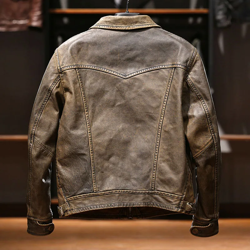 RL-H1 leia descrição! Tamanho asiático super qualidade superior genuíno japão cavalo couro clássico durável horsehide elegante jaqueta