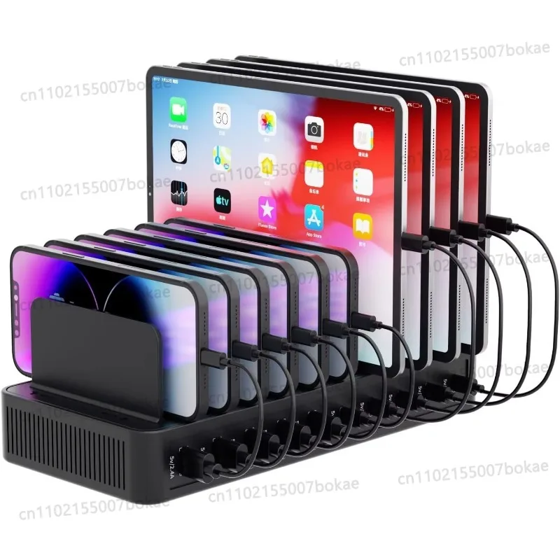60W  for multiple devices, 10-port USB fast with adjustable divider