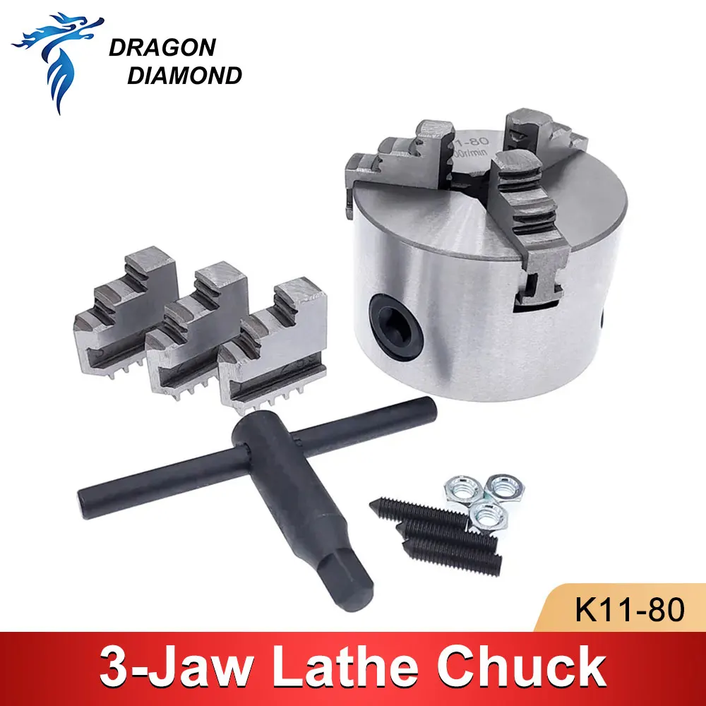 

1 Set K11-80 3 Jaws Manual Lathe Chuck With Turning Machine Tools Accessories Self-Centering Metal K11 80 3-Jaw Lathe Chuck