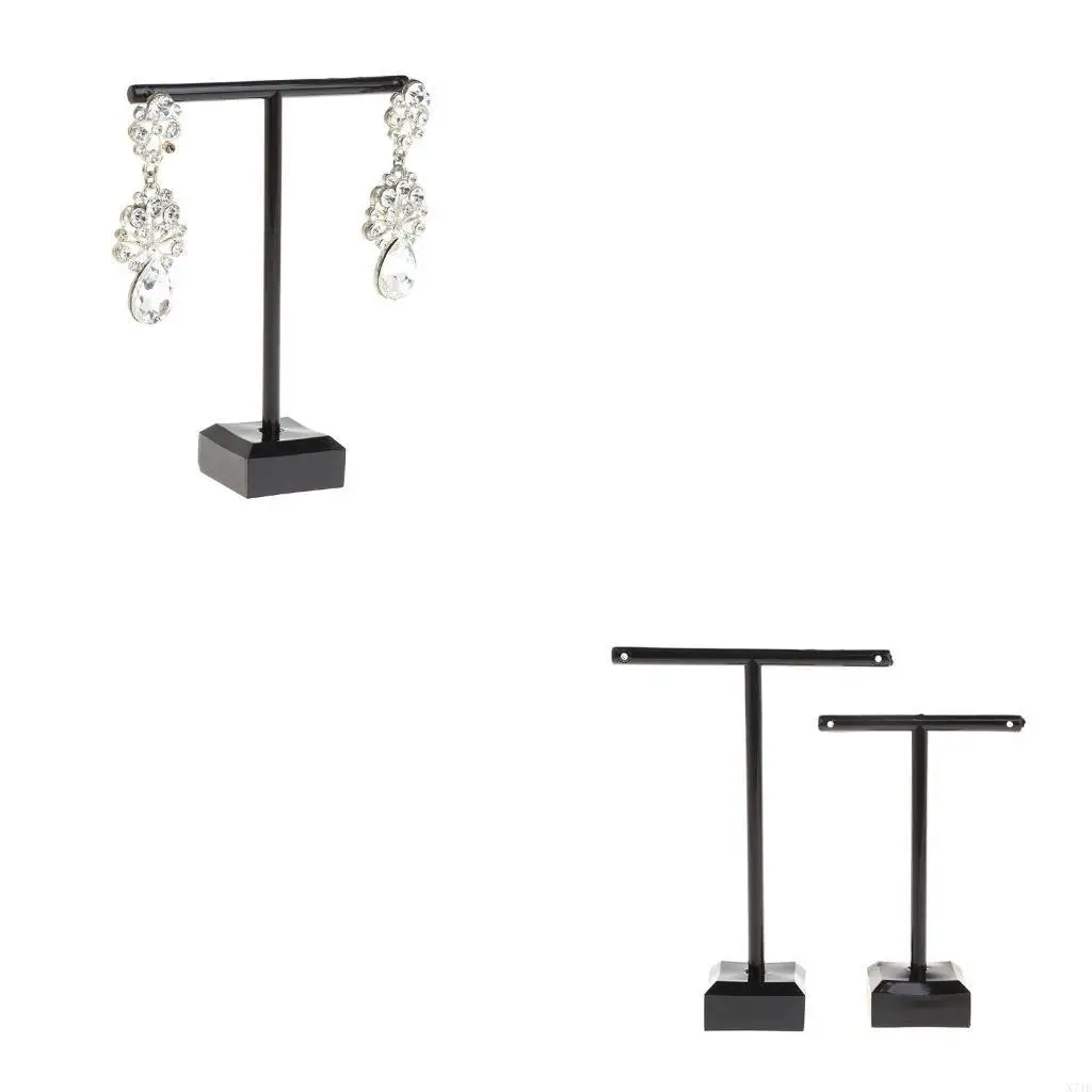 2x مجوهرات عرض موقف حامل 3 في 1 مجوهرات رف شجرة T-شكل القضبان قلادة طويلة سوار القرط حلقة عرض