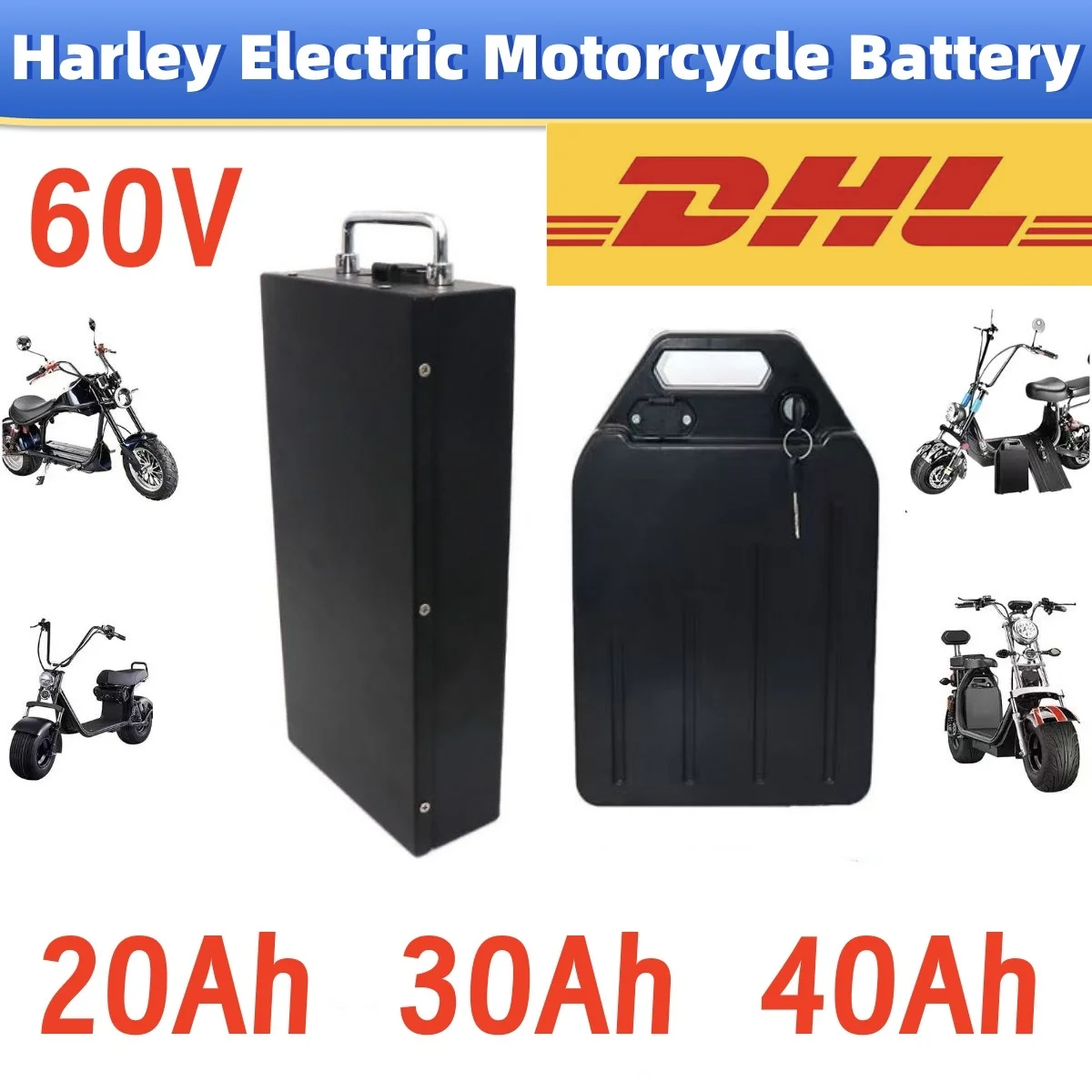 Harley Battery 60V 20Ah 30Ah 40Ah Waterproof Lithium Battery Pack Electric Scooter Motorcycle Battery With Charger