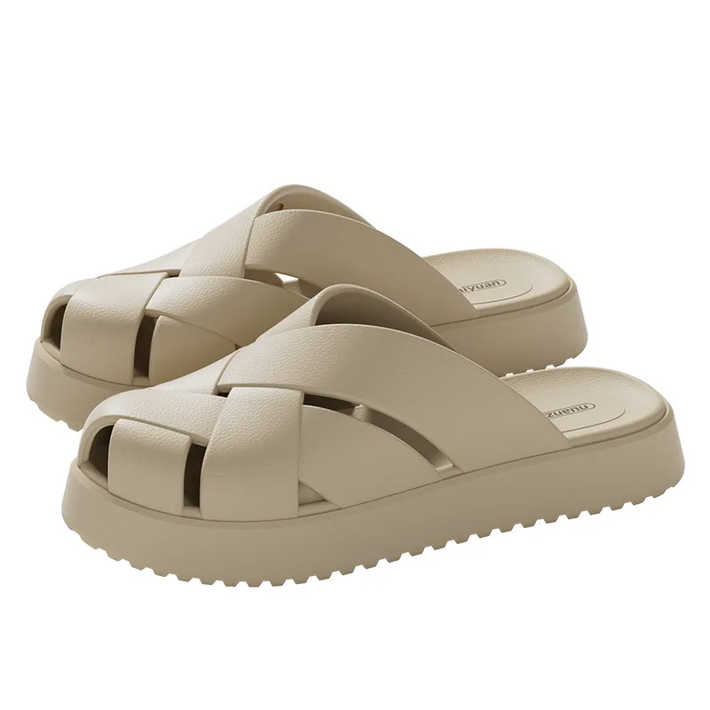 

Men Summer Anti-slip EVA Closed-Toes Slippers Women Soft Outdoor Baotou Sandals Couple Unisex Home Indoor House Shoes Footwear